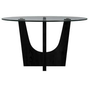 Salem Black 52" Round Glass Top Dining Table