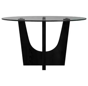 Salem Black 52" Round Glass Top Dining Table