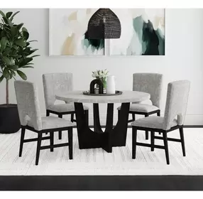 Salem Gray and Black 52" Round Dining Room Set