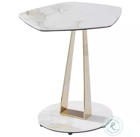 Orleans White Ceramic And Gold End Table