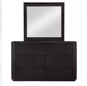 Henry Espresso 6 Drawer Dresser and Rectangular Mirror