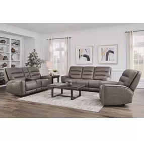 Lawmere Sydney Brunette Zero Gravity Triple Power Reclining Living Room Set with USB Charging