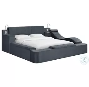 Quebec Grey King Upholstered Panel Bed