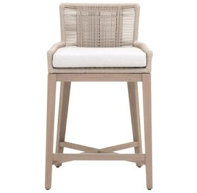 Overlay White Performance Fabric Outdoor Counter Height Stool