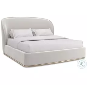 Opal Alabaster Faux Mohair Velvet Upholstered King Platform Bed