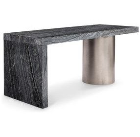 Linea Black Forest Marble And Textured Graphite Metal Desk