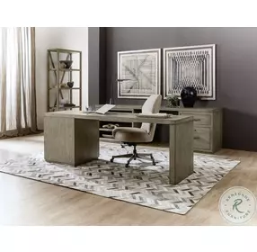 Linville Falls Soft Smoked Gray 96" Home Office Set with One File and Open Desk Cabinet