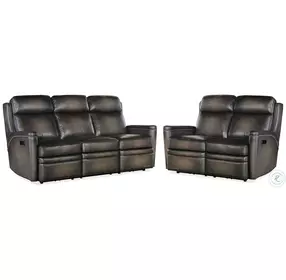 Hamilton Grey Leather Power Reclining Living Room Set with Power Headrest