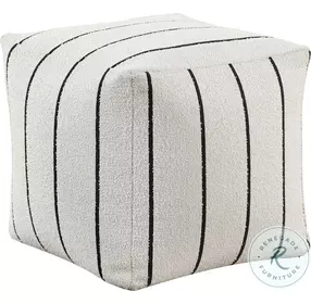 Pewter Black And Off White Pouf