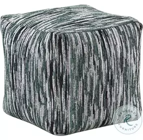 Lundy Black Gray And White Pouf