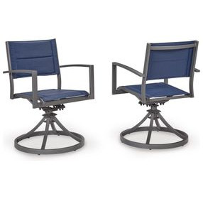 Point Bonita Blue Outdoor Sling Swivel Chair Set of 2