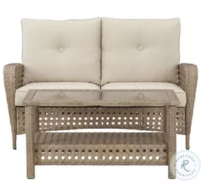 Braylee Driftwood Performance Fabric Outdoor 2 Piece Conversation Set