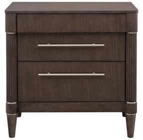 Asher Park Piano Brown 3 Drawer Nightstand with USB Charging and LED Lighting