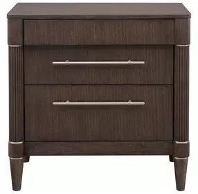 Oakridge Medley Piano Brown 3 Drawer Nightstand with USB Charging and LED Lighting