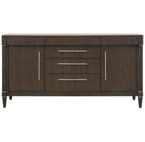 Oakridge Medley Piano Brown Glass Top 2 Door Buffet with Storage Drawer