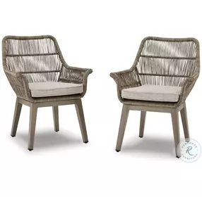 Beach Front Beige Performance Fabric Outdoor Arm Chair Set Of 2