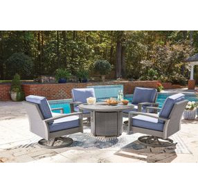 Dillon Beach Gray 48" Round Outdoor Fire Pit Dining Room Set
