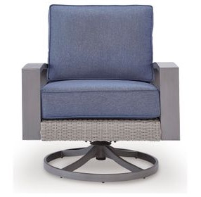 Dillon Beach Blue Performance Fabric Outdoor Swivel Lounge Chair