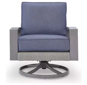Dillon Beach Blue Performance Fabric Outdoor Swivel Lounge Chair