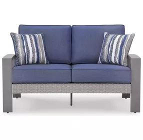 Dillon Beach Blue Performance Fabric 59" Outdoor Loveseat with Cushion