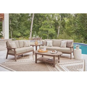 Cliffs Beach Driftwood Oval Outdoor Occasional Table Set