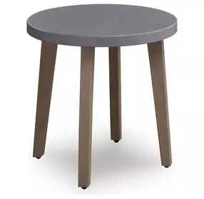 Francis Beach Natural and Gray Round Outdoor Stone Top End Table