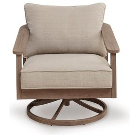 Francis Beach Gray Performance Fabric Outdoor Swivel Rocker Lounge Chair with Cushion