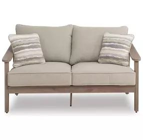 Francis Beach Gray Performance Fabric 62" Outdoor Loveseat with Cushion