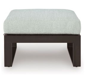 Beachloft Gray Performance Fabric Upholstered Outdoor Square Ottoman