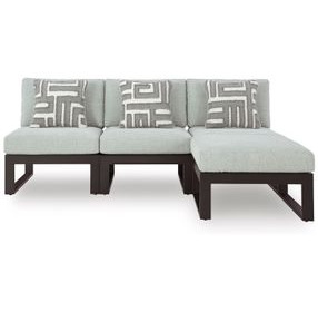 Beachloft Gray Performance Fabric 4 Piece Modular Outdoor Sectional with Pillows