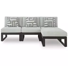 Beachloft Gray Performance Fabric 4 Piece Modular Outdoor Sectional with Pillows