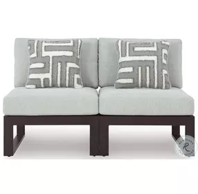 Beachloft Gray Outdoor 2 Piece Performance Fabric Modular Armless Loveseat