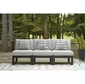 Beachloft Gray Outdoor 3 Piece Performance Fabric Modular Armless Sofa
