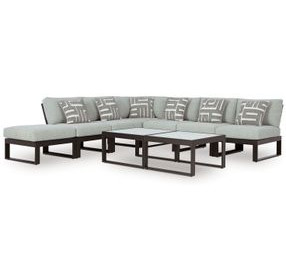 Beachloft Gray Performance Fabric 7 Piece Modular Outdoor Sectional with Pillows