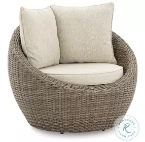 Danson Beige Performance Fabric Outdoor Swivel Lounge Chair Set of 2