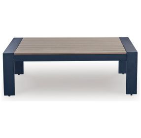 Mabry Shores Navy Blue and Driftwood Rectangular Outdoor Coffee Table