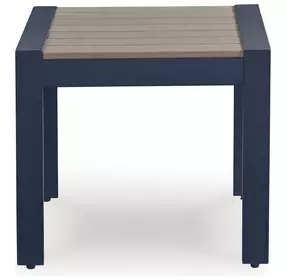 Mabry Shores Navy Blue and Driftwood Rectangular Outdoor End Table