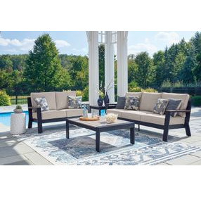 Mabry Shores Navy Blue and Driftwood Rectangular Outdoor Occasional Table Set
