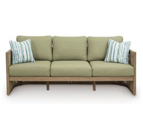 Moondance Beige and Green Performance Fabric Outdoor 76" Sofa