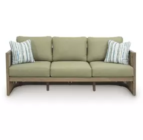 Moondance Beige and Green Performance Fabric 76" Outdoor Sofa