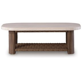 Angel Island Beige and Brown Rectangular Outdoor Coffee Table