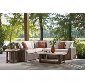Angel Island Beige and Brown Rectangular Outdoor Occasional Table Set