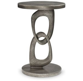 Linea Textured Graphite Metal Round Chairside Table