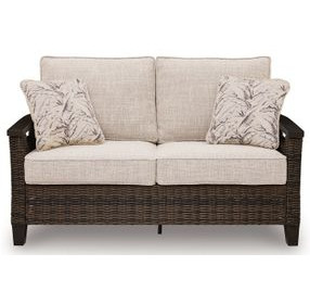 Drakes Beach Beige Performance Fabric 59" Outdoor Loveseat with Cushion