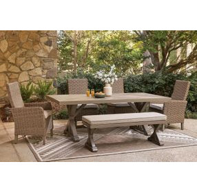 Revare Beach Beige 6-Piece Patio Dining Set with 4 Chairs and Bench