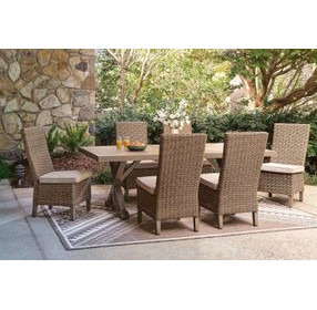 Revare Beach Beige 7-Piece Patio Dining Set with 6 Side Chairs