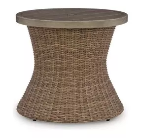 Revare Beach Beige Round Outdoor End Table