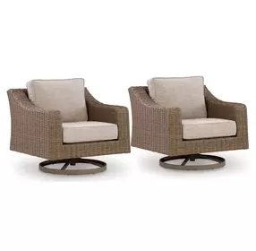 Revare Beach Beige Outdoor Swivel Lounge Chair Set of 2