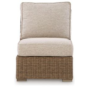Carmel Bay Beige Outdoor Armless Chair with Cushion