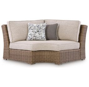 Carmel Bay Beige Outdoor Curved Corner Chair with Cushion